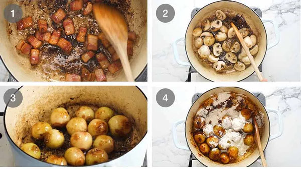 Gà nấu rượu vang Coq Au Vin: Đơn giản dễ làm Các bước làm nước sốt và hầm gà