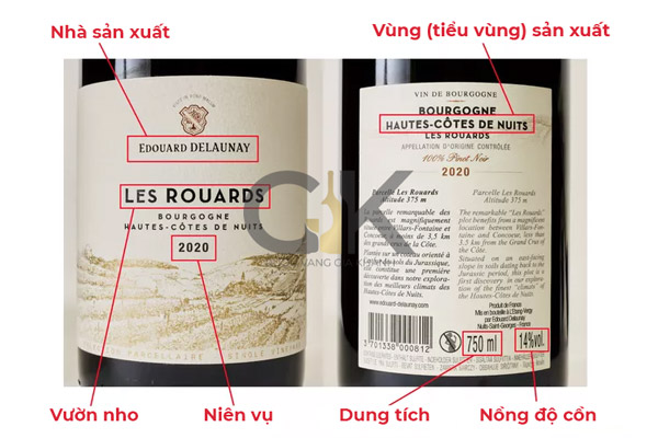 Hướng dẫn cách đọc nhãn chai rượu vang Pháp Nhãn chai rượu vang Pháp cao cấp