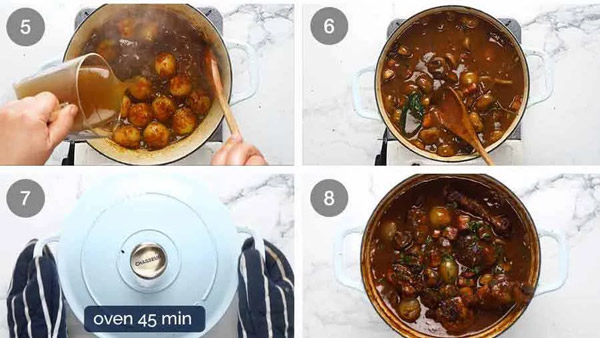 Gà nấu rượu vang Coq Au Vin: Đơn giản dễ làm Hầm gà và thành phẩm
