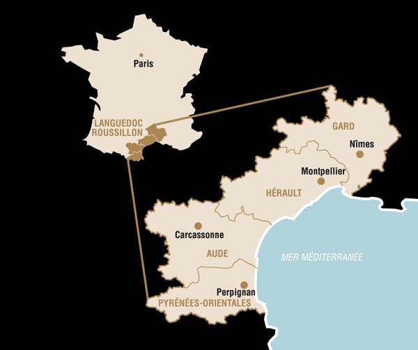 Vùng đất Pays d'Oc tại một góc của Languedoc-Roussillon