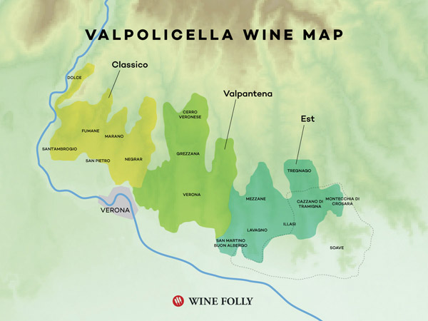 Rượu vang Amarone là gì? Bản đồ khu vực sản xuất rượu vang Amarone của Valpolicella