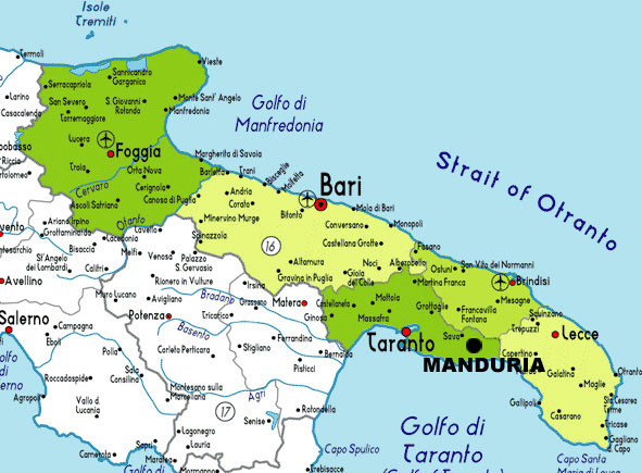 Vùng đất Primitivo di Manduria nằm ở phía Nam nước Ý