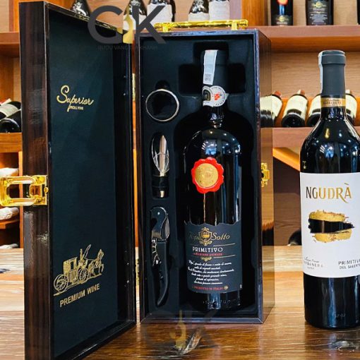Hộp quà rượu vang GK-VG-06 Hộp sơn mài đơn Superior Premium Wine