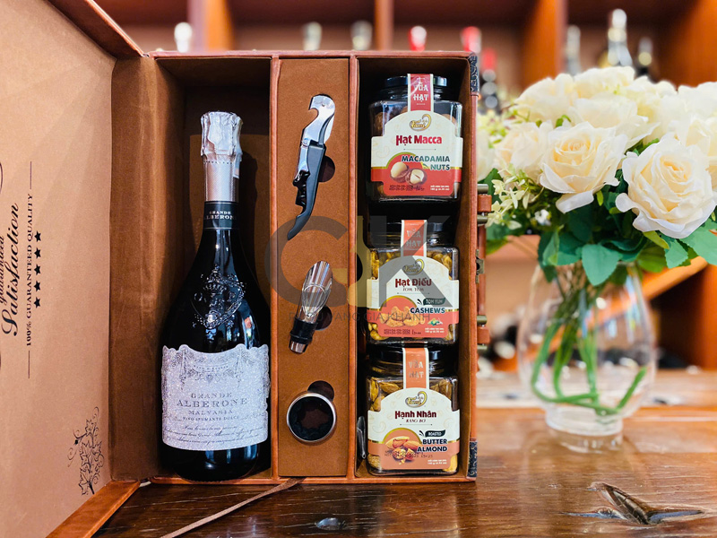 Set quà Tết GK-VG01 Hộp da đôi Classical Set quà Tết GK-VG01-4 Grande Alberone Malvasia